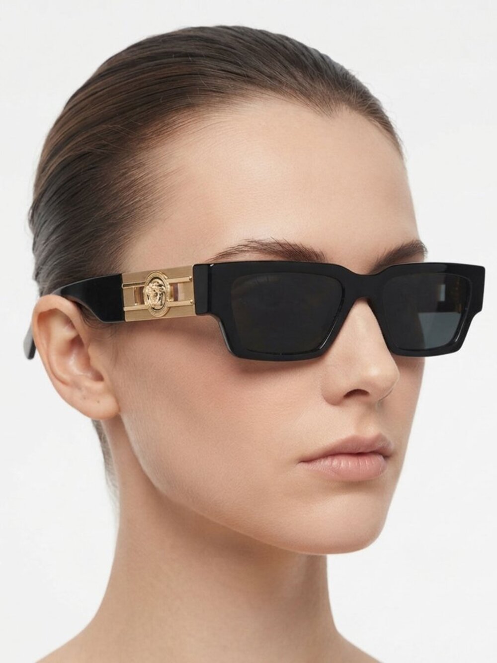 Versace Medusa Deco Rectangular Sunglasses VE4459 - Black & Gold - W/ Hard Case